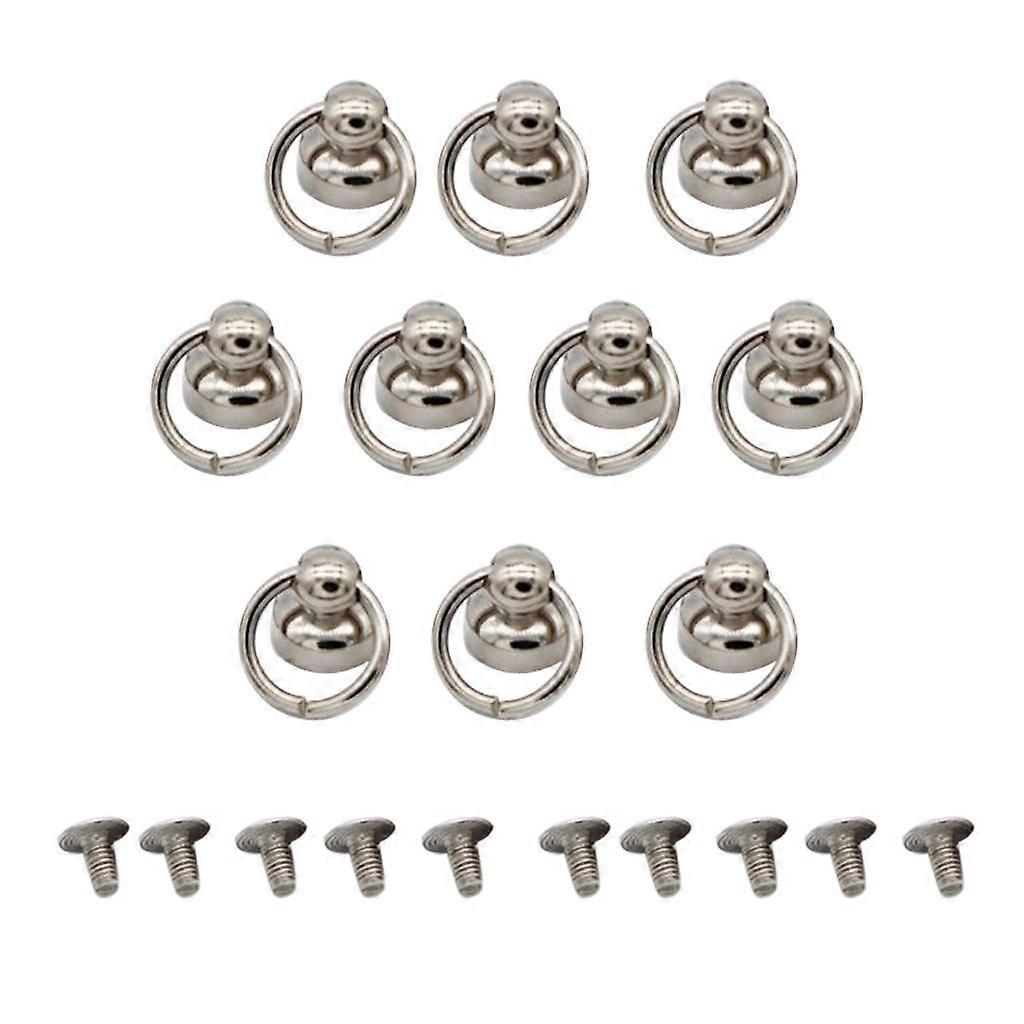 10 Sets O-Ring Head Button Stud Screwback for Wallet Chain Connector Silver