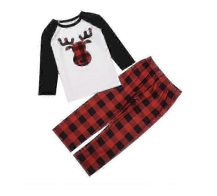 Matching Family Pajamas Sets Christmas PJ's with Pattern Printed Tee and Plaid Bottom LoungewearWom