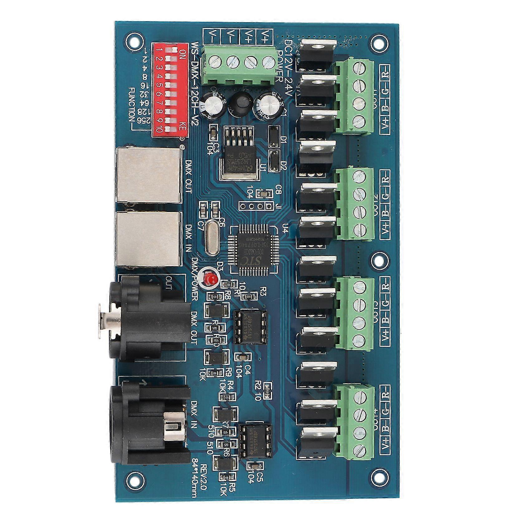 DC12V-24V 12 CH Led DMX512 Decoder 12 Channel 4 Groups 12CHx2A DMX Decoder Dimmer XRL 3P RJ45 Led C
