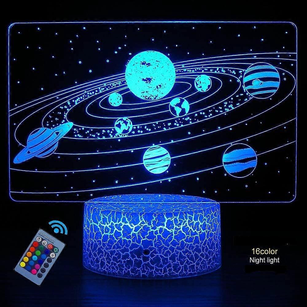 Creative 3D Planet Lamp Night Light 16 Colors Changing USB Powered Remote Control Touch Switch Decor Lamp Optical Illusion Lamp LED Table Desk Lamp Ch