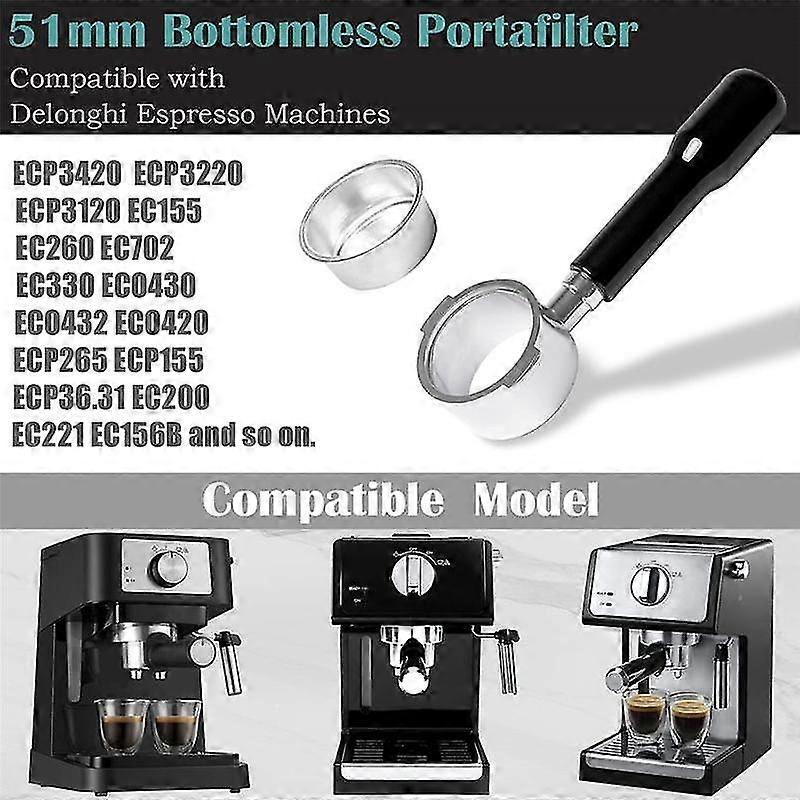 51mm Bottomless Portafilter Ears for Delonghi ECP3420/EC155