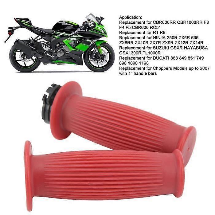 Throttle Grips Motorcycle Handlebar, Soft, Shockproof and Durable 25mm Motorcycle Throttle Grip Self Stop Red