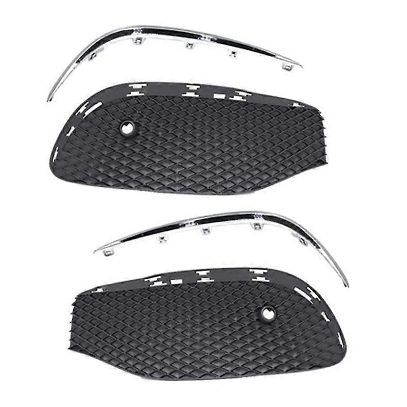 1Pair Car Front Bumper Fog Light Grille Fog Lamp Grill Cover with Chrome Strip for - E Class W213 2016-2020