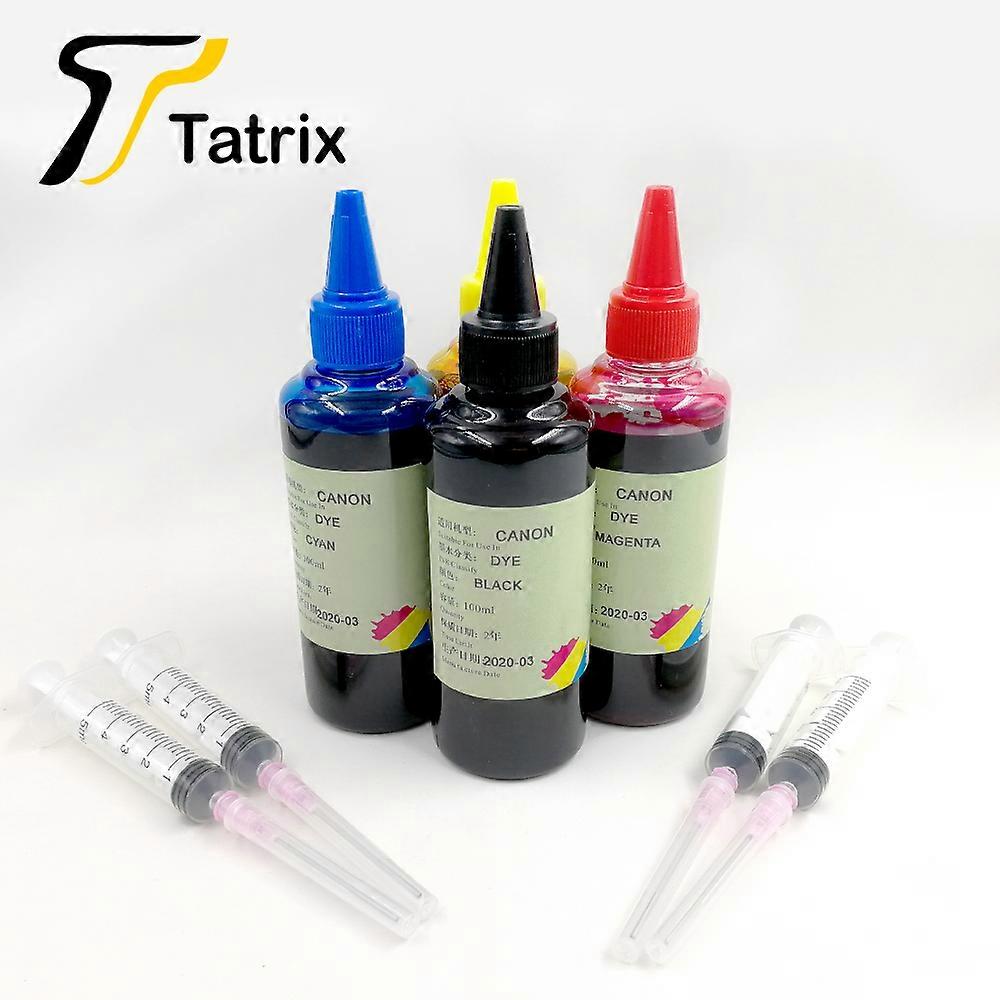 Tatrix 4 flaskor 100ML Canon-serien Refillbläck för Canon-patroner, Dye Ink Photo Ink för Canon Desktop / Allt-i-ett-skrivare