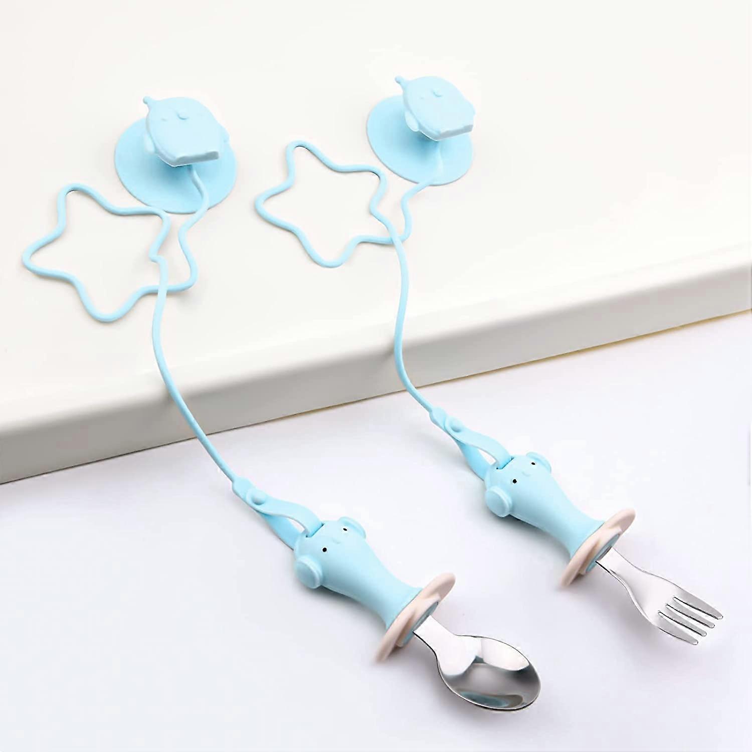 Children's Cutlery Set, 2pcs Children's Fork and Spoon Set Stainless Steel Children's Spoon and Fork Food Grade Silicone, Easy Grip for Toddler, with