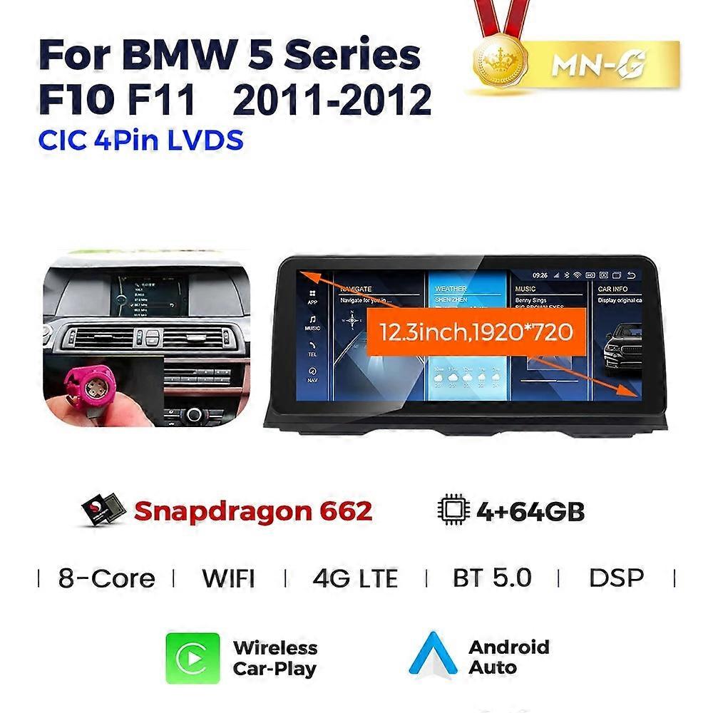 Navifly 12.3 Android 13 für BMW 5er F10 F11 2010-2016 CIC NBT Wireless Carplay Auto Radio GPS Navigation Multimedia Player