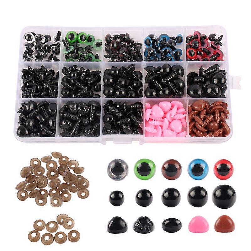560 Pack Safety Eyes and Nose with Washers for Crochet Toys, Assorted Sizes, Colorful Plastic for Amigurumi Teddy Bear