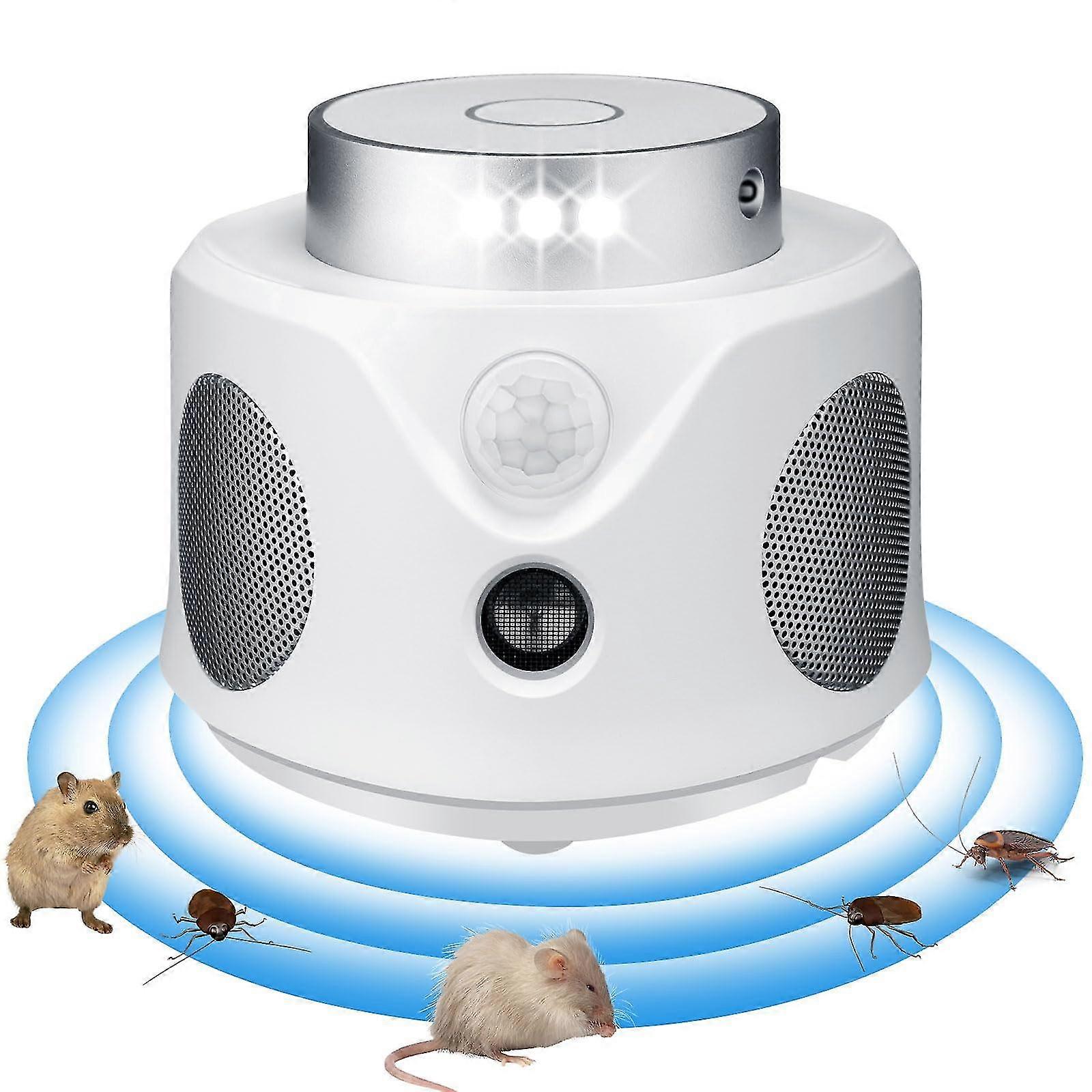 4 in 1 Rodent Repellent 360 Ultrasonic with 9 Strobe Lights and PIR Mouse Squirrel Bat Spider Deterrent Devices for Attic Houses Barns Garage Basement