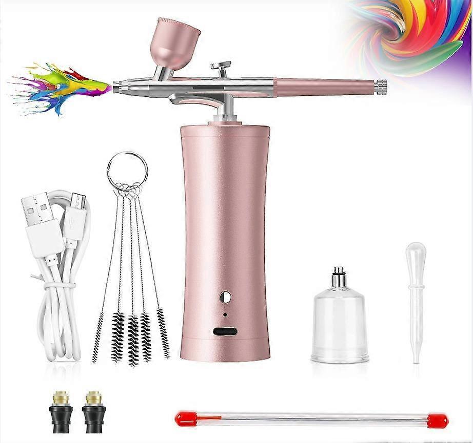 Airbrush gun electric pink paint spray gun with compressor for hand-made coloring manicure airbrush set