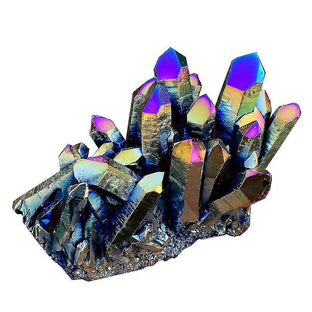Přírodní duha Aura Titanium Crystal Cluster Specimen Léčivé kameny