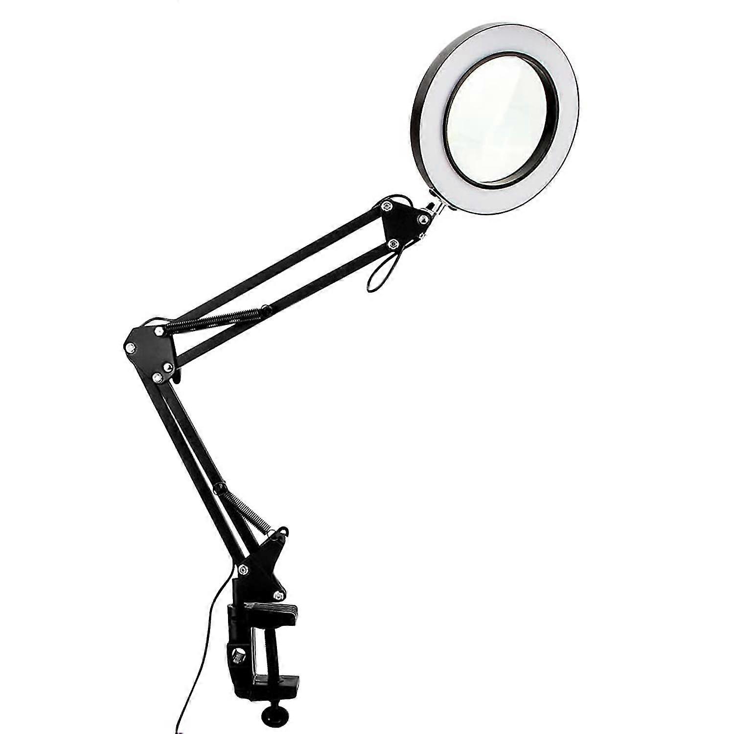 Lampada da scrivania con lente d'ingrandimento con luce e morsetto - Ingrandimento 10x - 3 modalità di colore - 10 livelli di luminosità