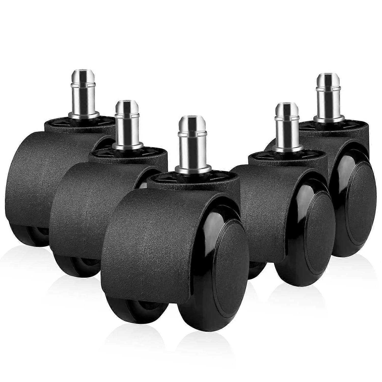 5 Pieces Office Chair Caster Wheels 360 Rotation for Gaming Chairs, Swivel Caster Double Wheel Design, Silent No-Scratch Replacement Casters