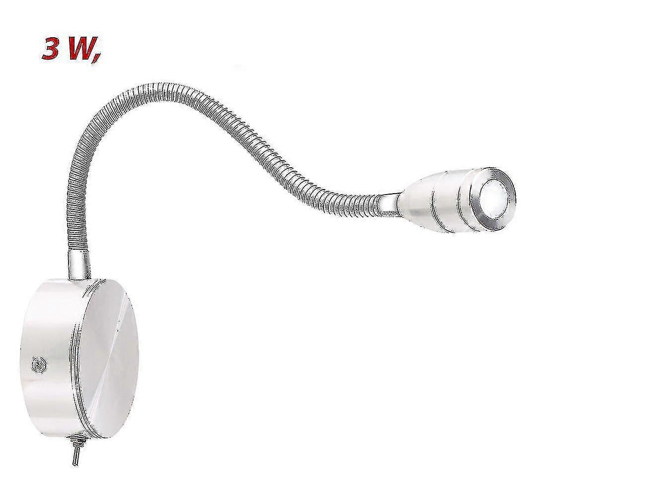 Gooseneck Bed Lamp, Led Bed Reading Light With Gooseneck, Wall Mounting, 3 W, Cool White