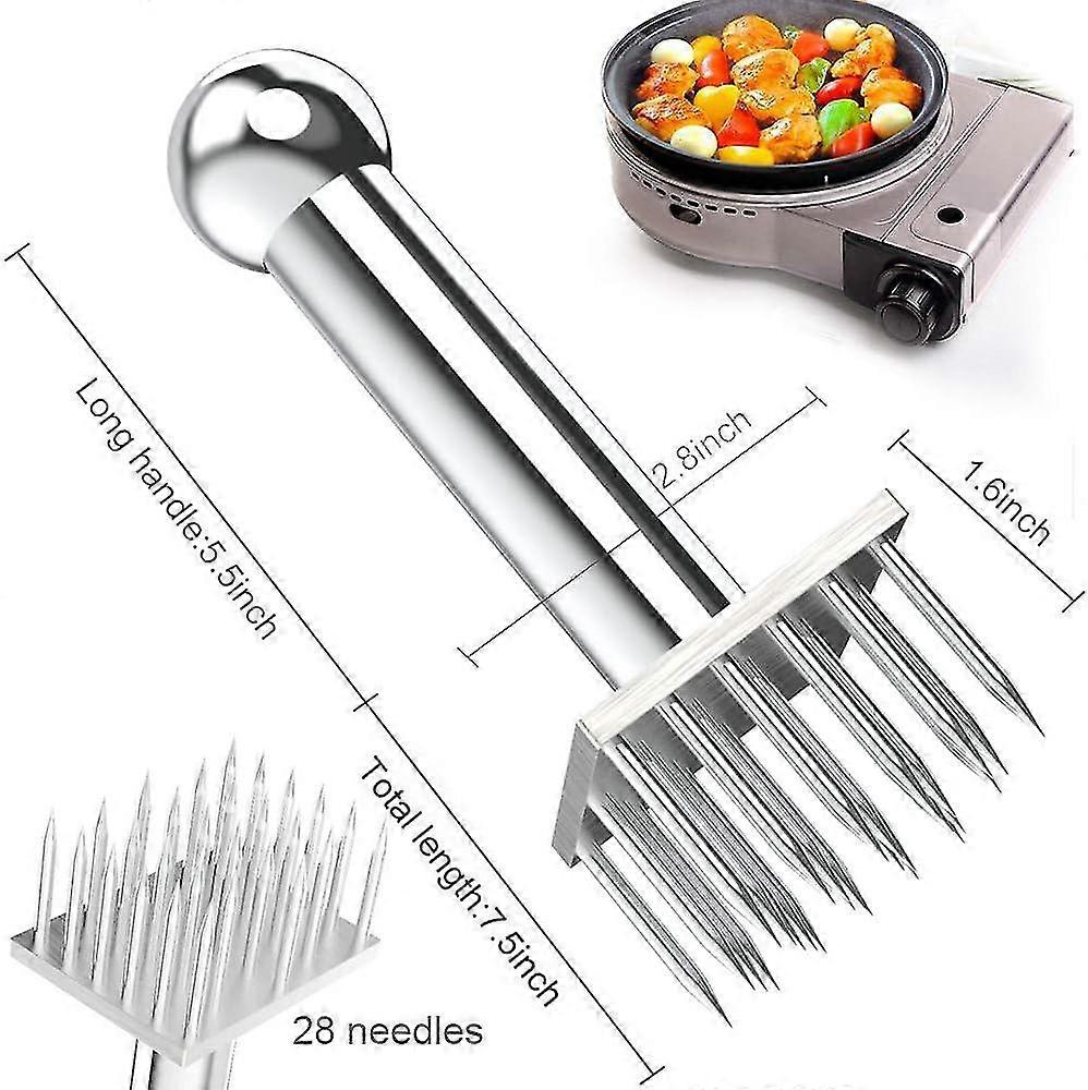 Qqdd Professional Meat Tenderizer With 28 Stainless Steel Sharp Needle Blade Mallet Heavy Duty