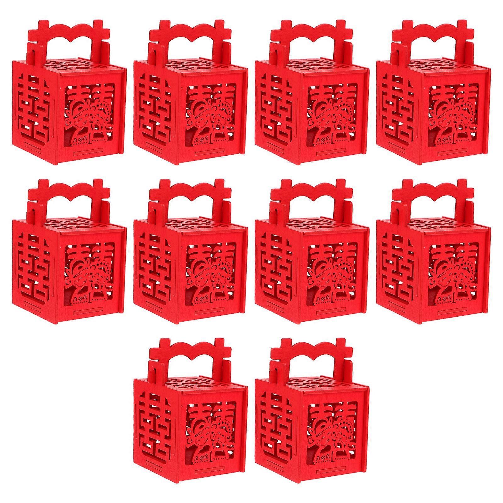 10 Pcs Candy Boxes Wooden Gift Storage Case Delicate Wedding Gift Container