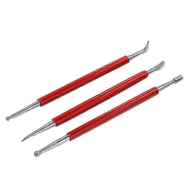 Modelliererde Ton Werkzeuge Set, Leder Handwerk Werkzeug Diy Schnitzen Stylus Werkzeug Modellieren Spleißen Prägelöffel Schnitzwerkzeug Set Dotting Tool (3 Stück)-shdsa