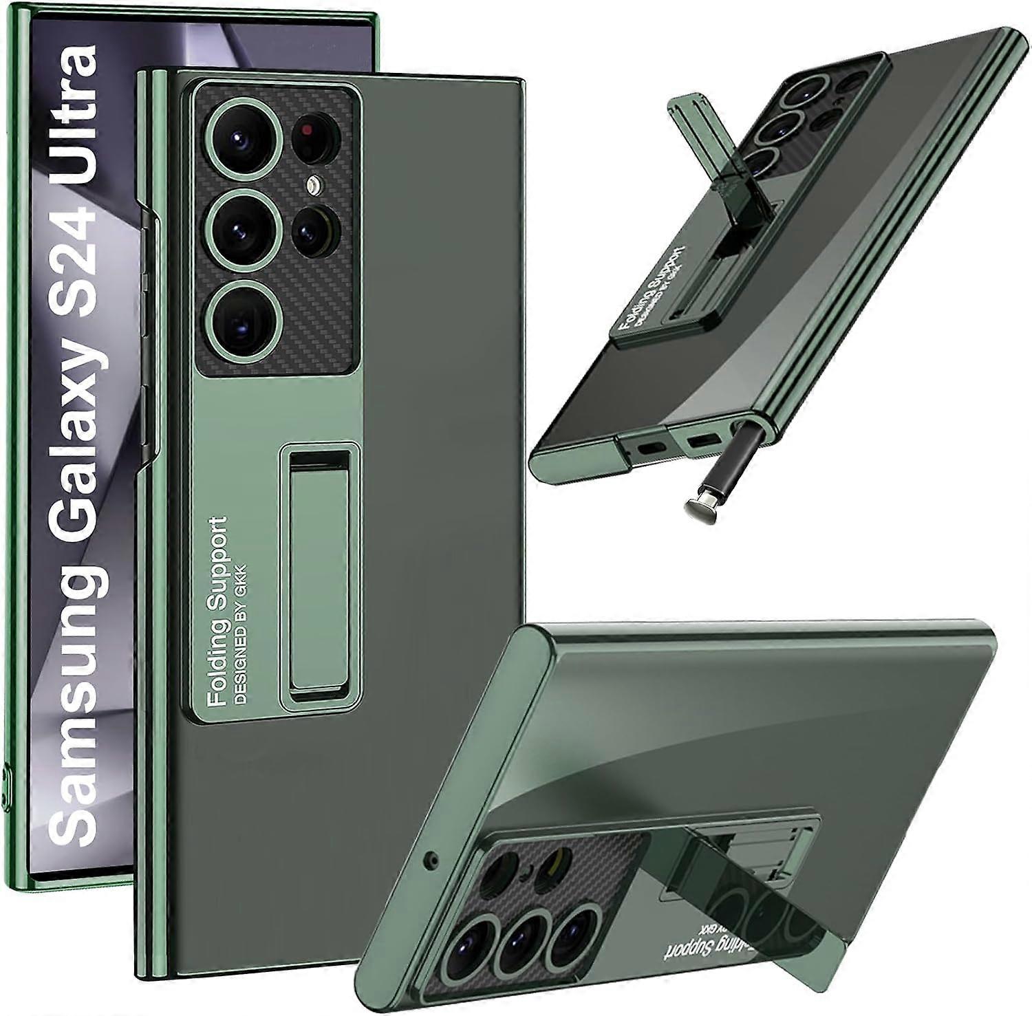 S24 Ultra Clear Case with Stand, Built-in Camera Lens Protector & Kickstand for Samsung Galaxy S24 Ultra Case