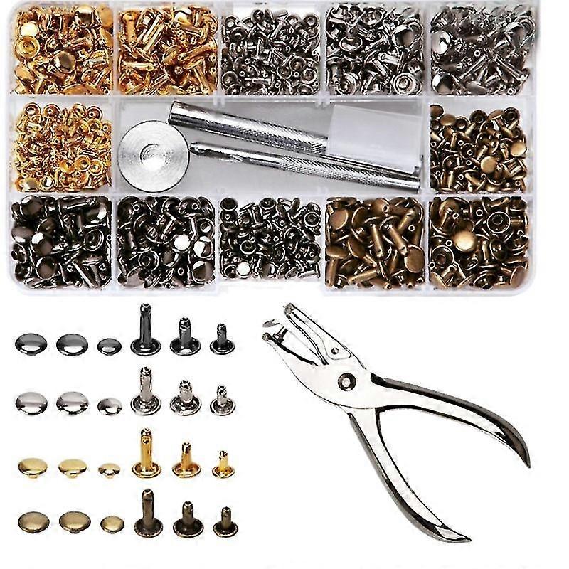 240pcs/set Leather Rivets Double Cap Rivet With 4pcs Fixing Tools For Leather Coat Jacket Jeans Bag