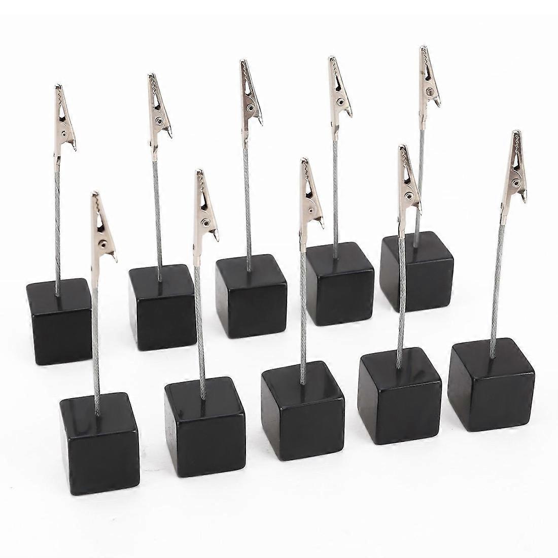 Card Holder square Memo Holder Card Clip Photo Office Holder Note - 10 pieces (Black)