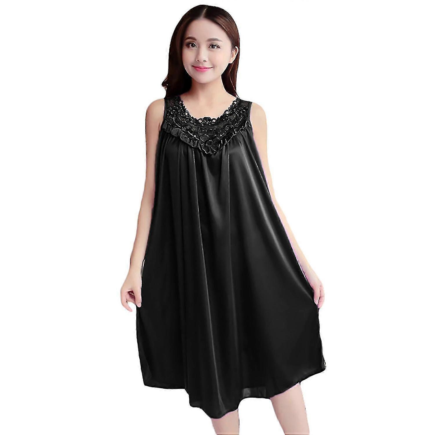 Kvinnors sommarmode sexig ärmlös lös andningsbar sovkläder Nightdress