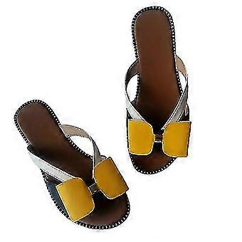 Women's Bowknot Two Strap Flat Slippers, Open Toe Non-slip Slides Shoes, Casual Outdoor Shoes-ZZY