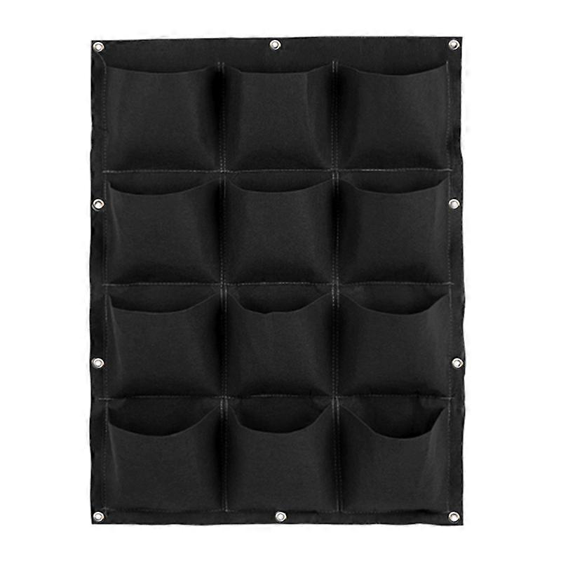 Garden Vertical Plant Growing Kits Planter Multi Pocket Wall Mount Living ing Bag Felt Indoor/Outdoor Herb Pot, 12-Pocket, Black