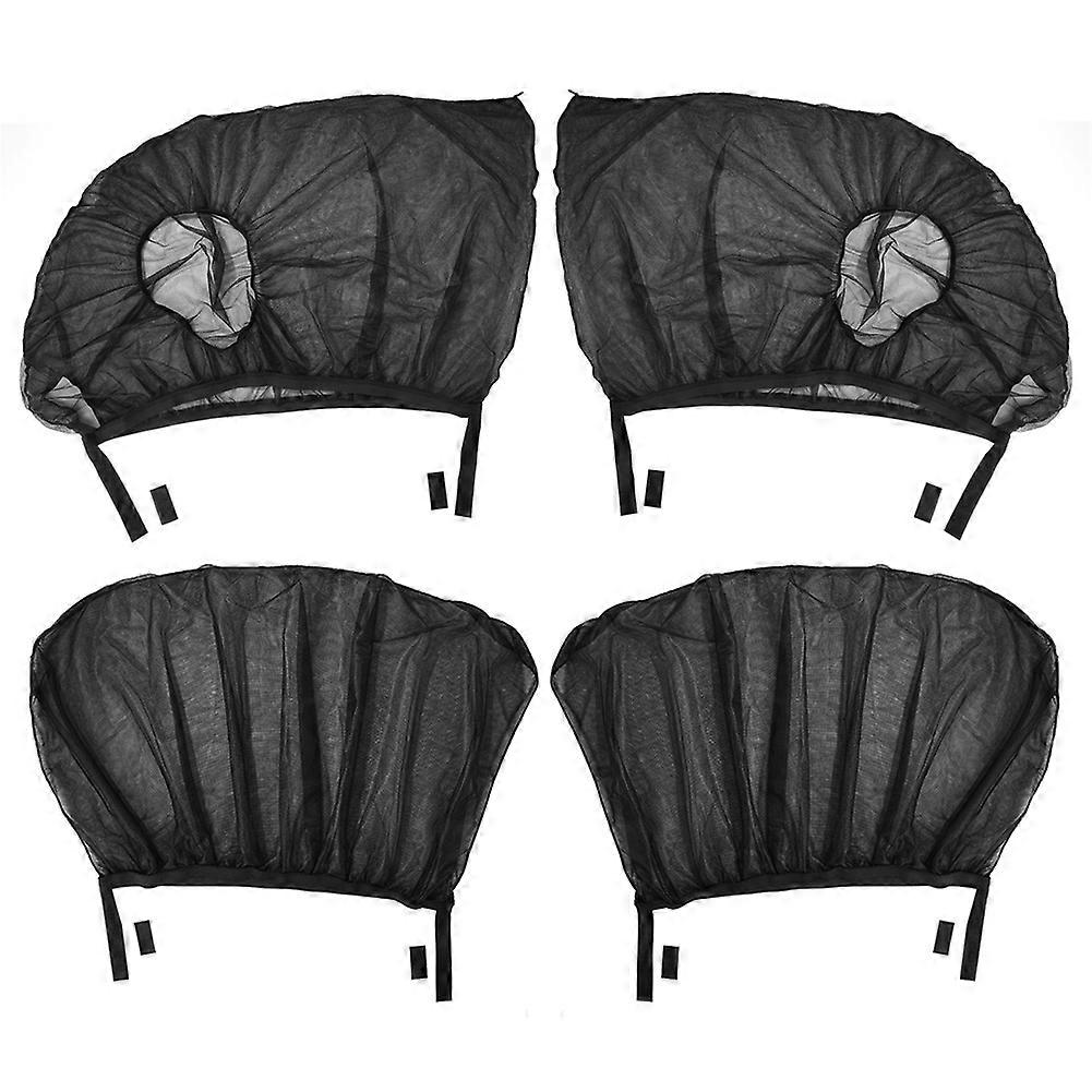4pcs/set Double Layer Sun Shade for Car Side Window Anti Mosquito Mesh Sunshade Automotive Accessories