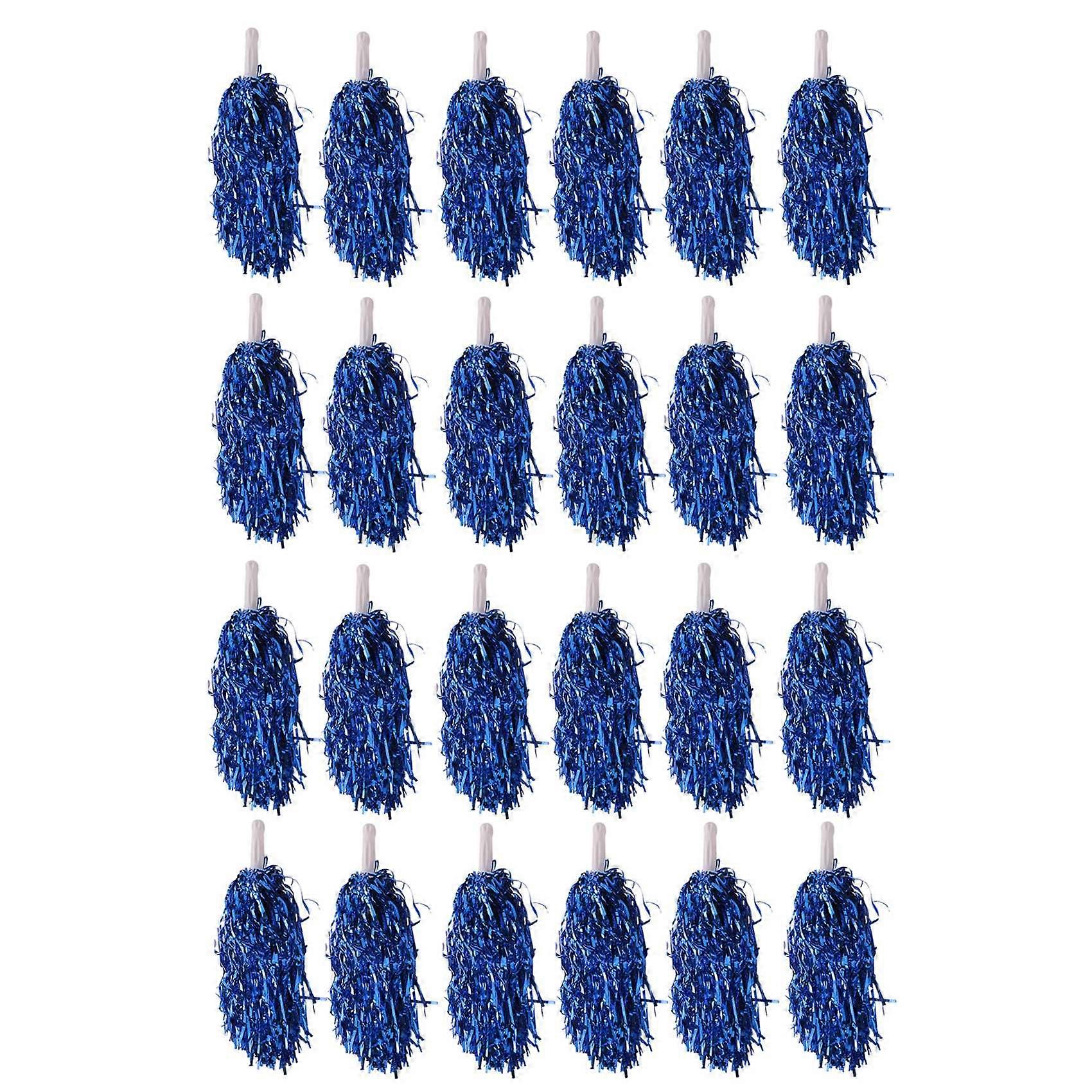 24Pcs Cheerleading Poms Metallic Foil Cheer Poms with Plastic Handle for Adults Kids Cheerleaders P