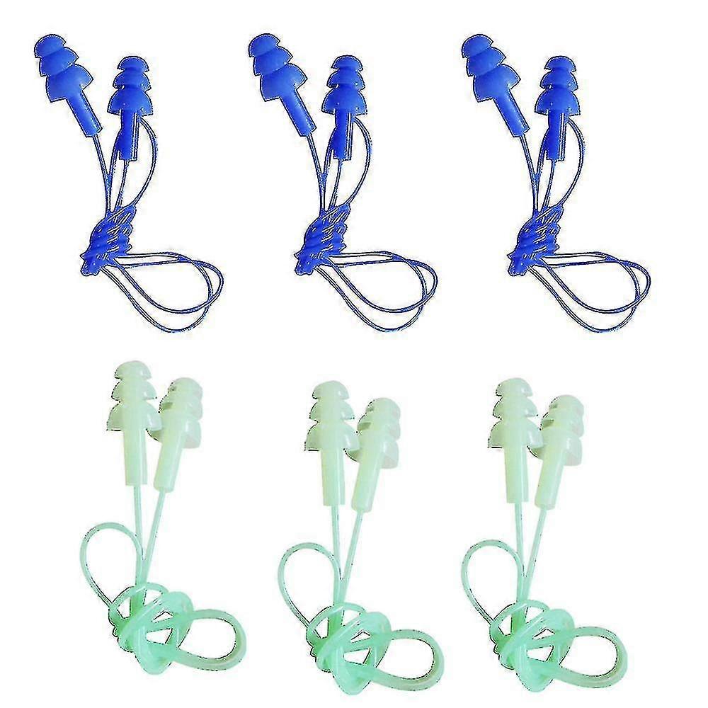 6 par Gel Cord String øreplugger Myke silikon anti-støy ørepropper for voksne barn som sover svømme