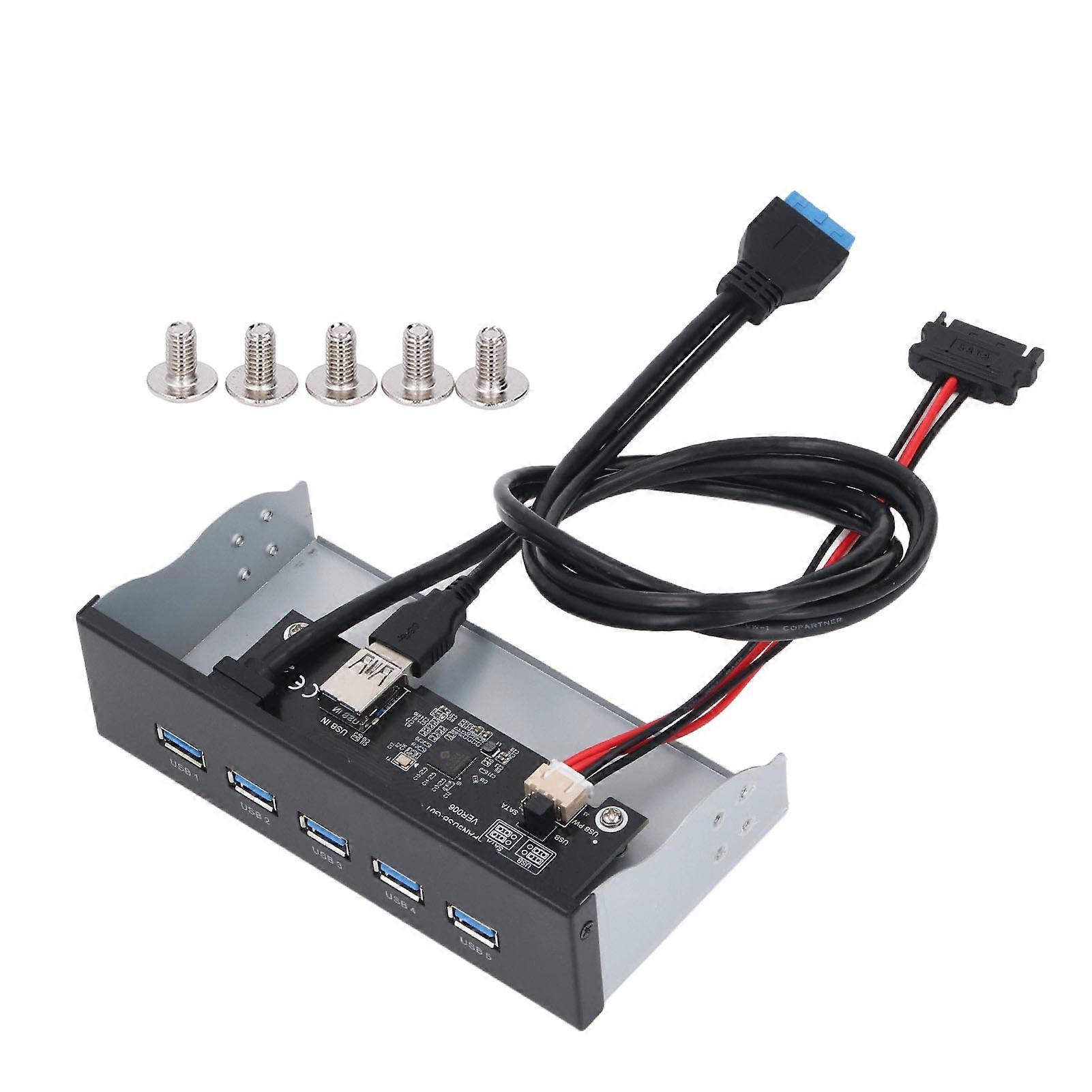 Front Panel USB Hub 5xUSB3.2 GEN1 19 Pin 5.25 Inch Optical Drive Front Panel for WIN7 8 10 2003 for OS X for LINUX
