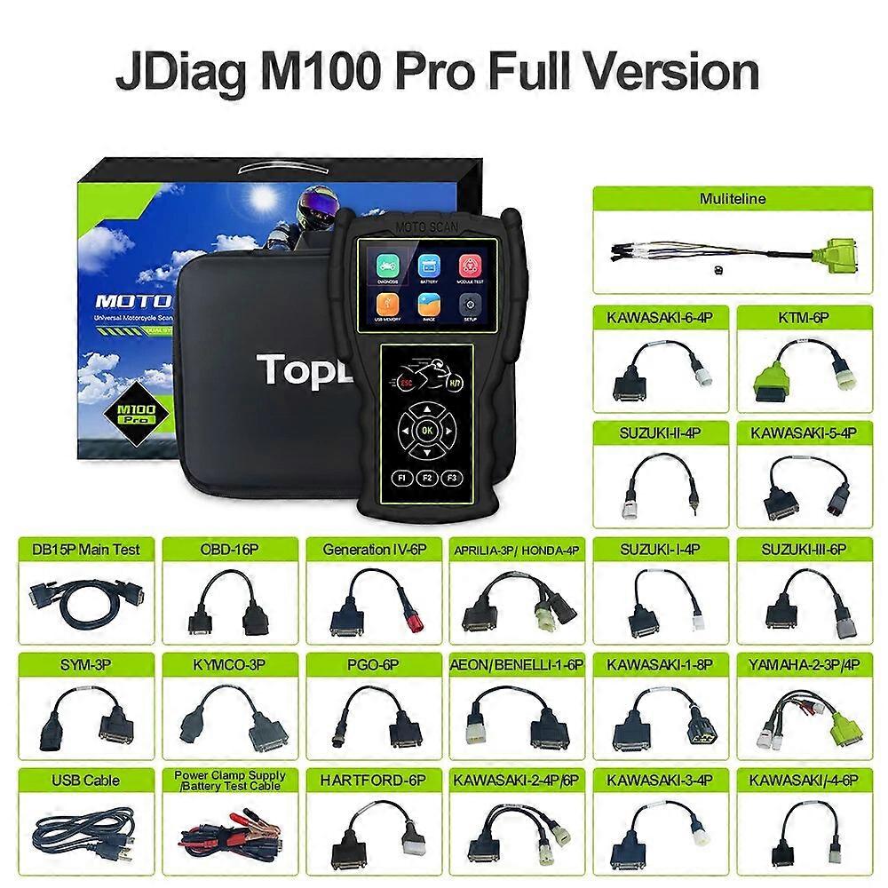 JDiag M100 Motorcycle Handheld ScannerMultilingual Diagnostic Tool Universal 2 in 1 Scanner Motor Scan Battery Tester