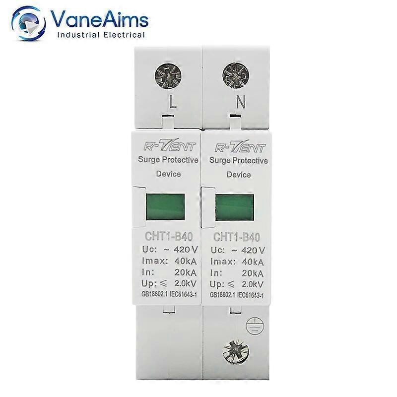 VaneAims AC SPD 2P 20KA~40KA 420V Solar PV Surge Protector Din Rail Mounting Protective Low-voltage Arrester Device for House