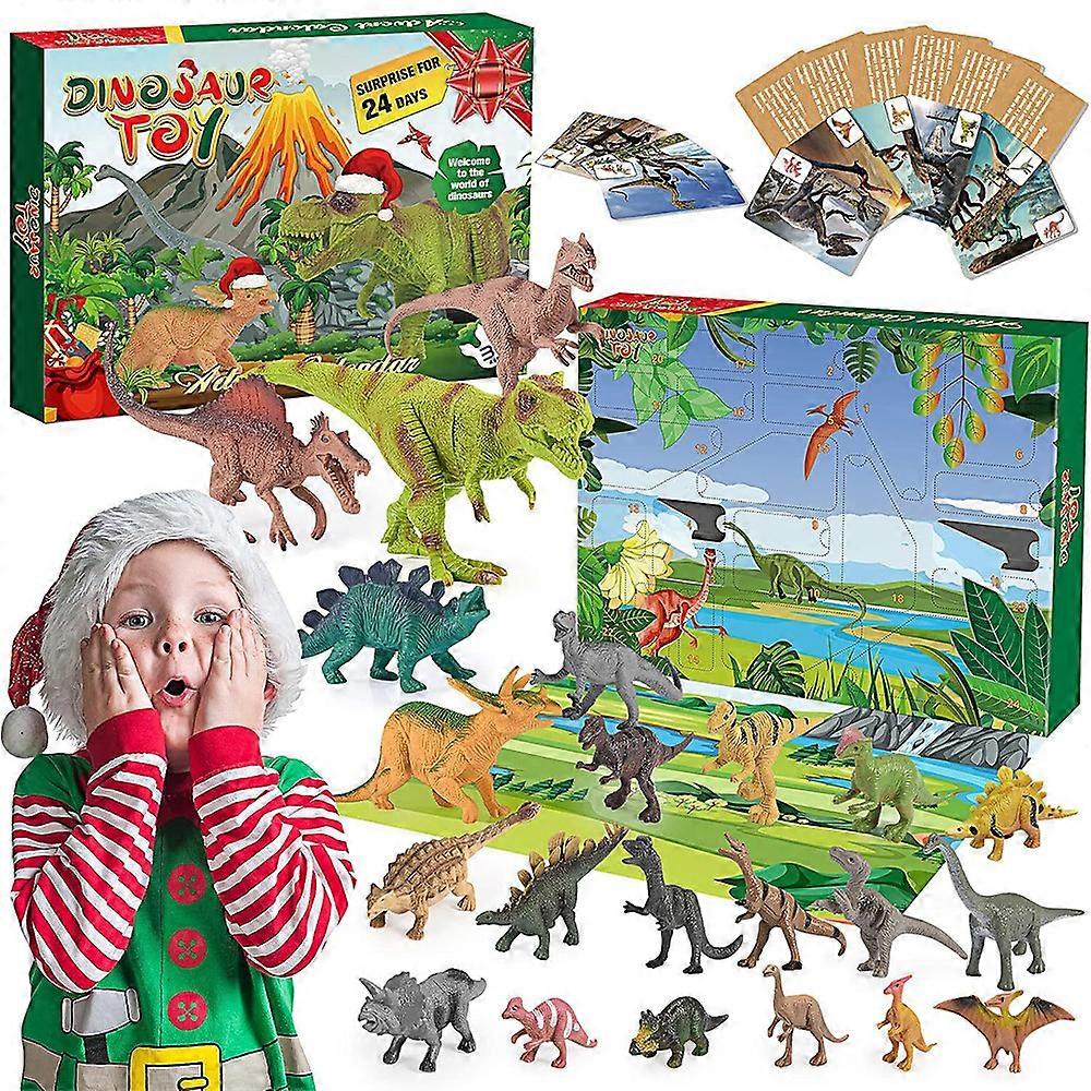 Toddler Kid Christmas Advent Calendar Dinosaur Toys, Xmas 24 Days Countdown Surprise Blind Box with Different Dino Figures Gifts