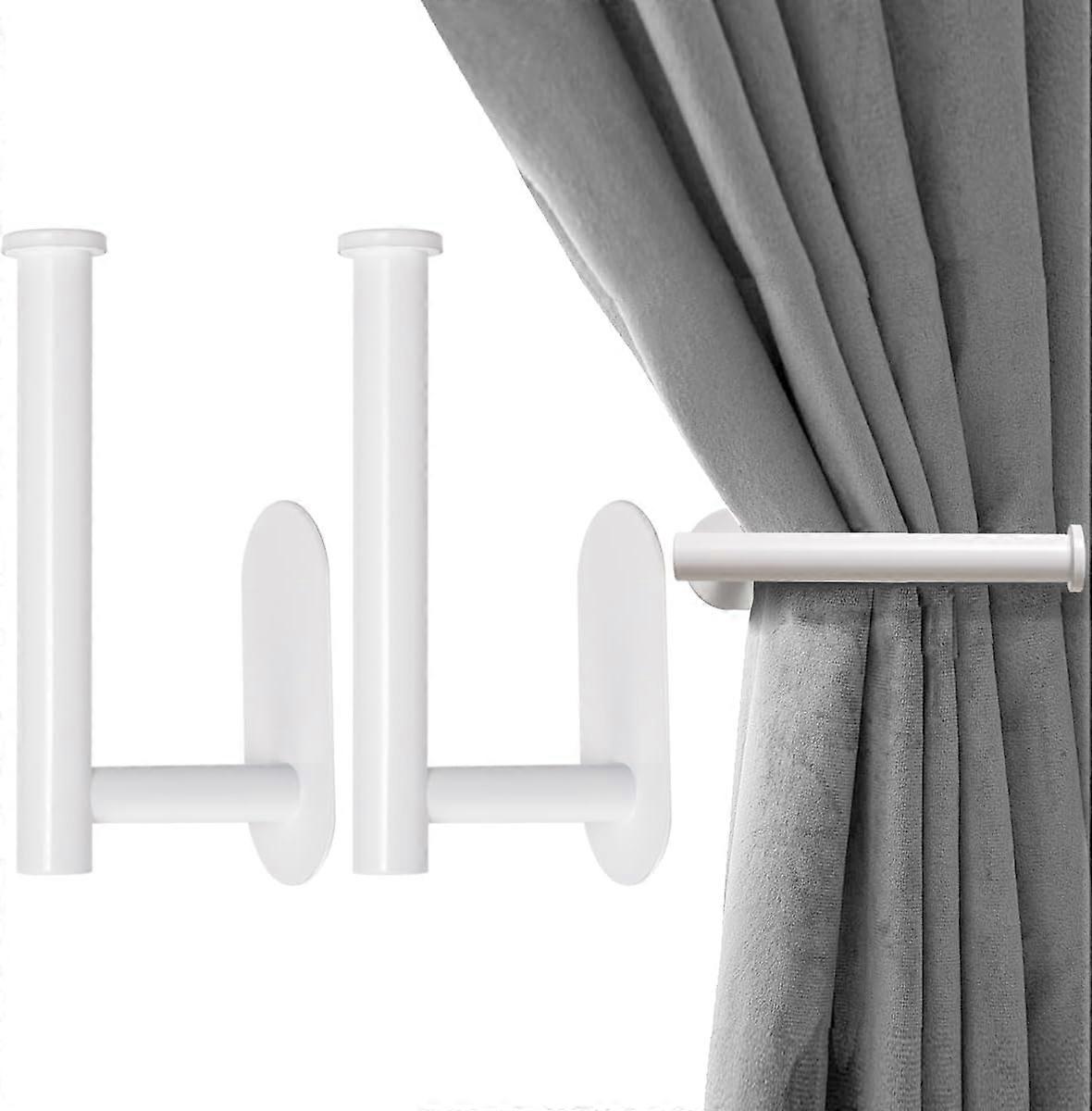 Set of 2  Metal Curtain Holdbacks - Self-Adhesive Curtain Pull Backs, Curtain Hooks - No Drill Curtain Drapery Tiebacks Holders for Windows, Doors- Mu