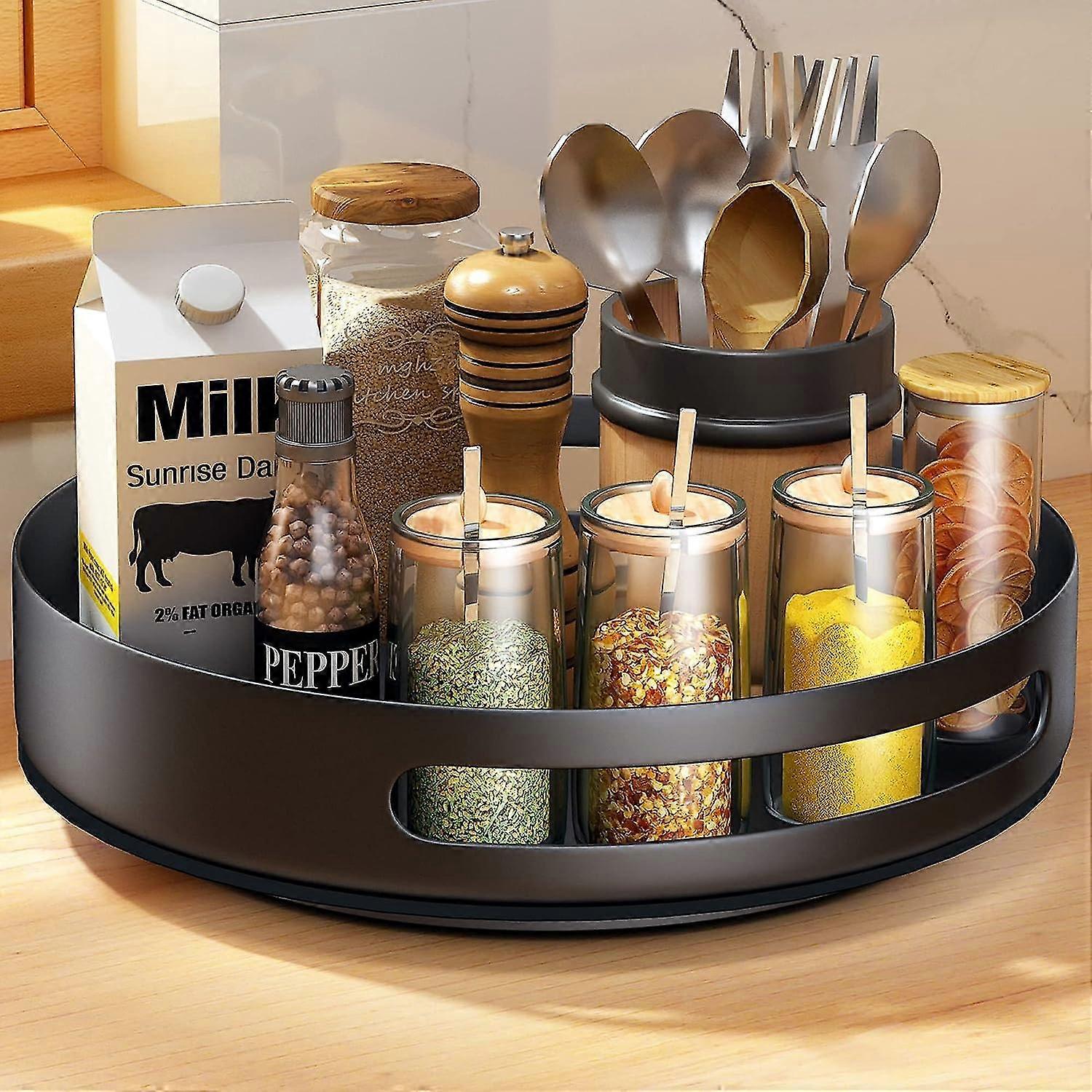 Efficient Storage Solution - Rotating Metal Spice Rack For Cabinets, Counters, Closets, Kitchen Or Pantry Tables