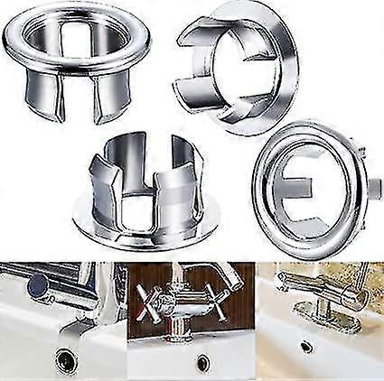Sink Overflow Ring Basin Trim Overflow Drain Cap Cover Overflow Ring Plastic Cover Ring Empty Core Cup 4pcs