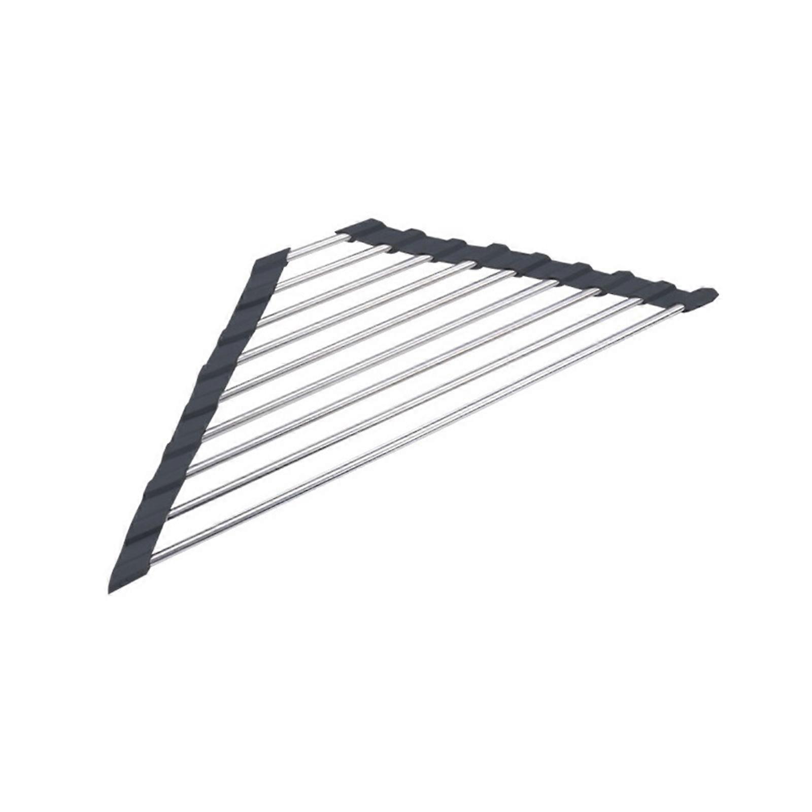 Triangle Roll-Up Dish Drying Rack, Compact and Foldable Stainless Steel Over Sink Organizer, Space Saving for Kitchen NEW