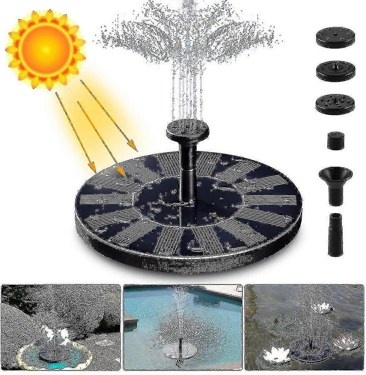 ソーラーファウンテン、1.4wソーラーポンドポンプ、4つの効果|最大高さ70cmの太陽熱温水ポンプ|ソーラーフローティングファウンテンポンプ-yky