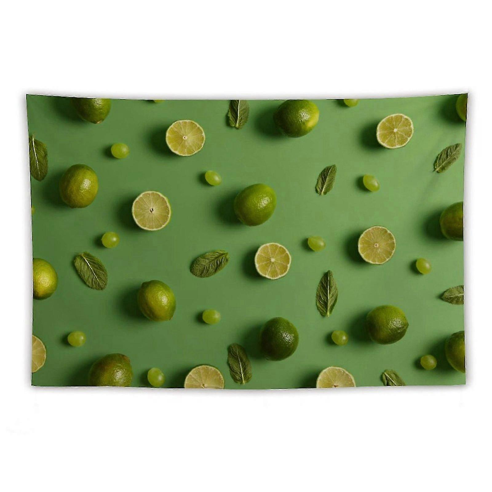 Green Lemons Print Tapestries