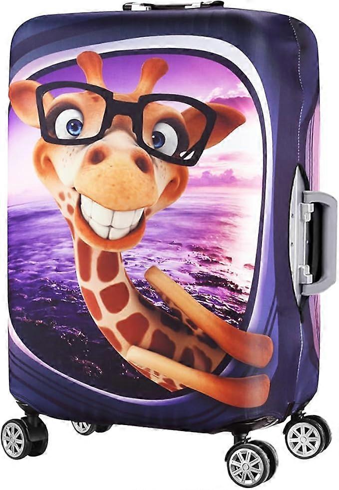 3D Print Design Travel Suitcase Protector Trolley Case Cover 19"-30" Sleeve (S(Fits to 19"-20" Trolley Case), Giraffe(New Version))