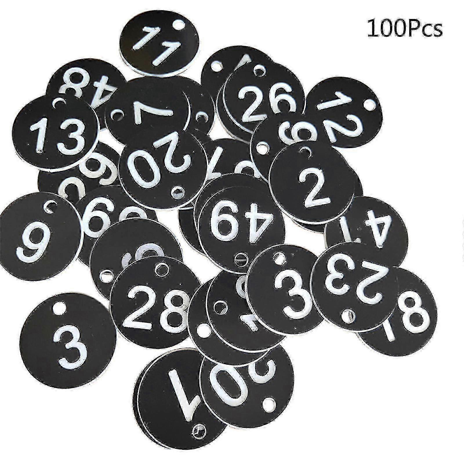 100pcs البلاستيك معرف عدد العلامات 1-100 محفور رقم معرف العلامة الملونة لحلقة مفتاح