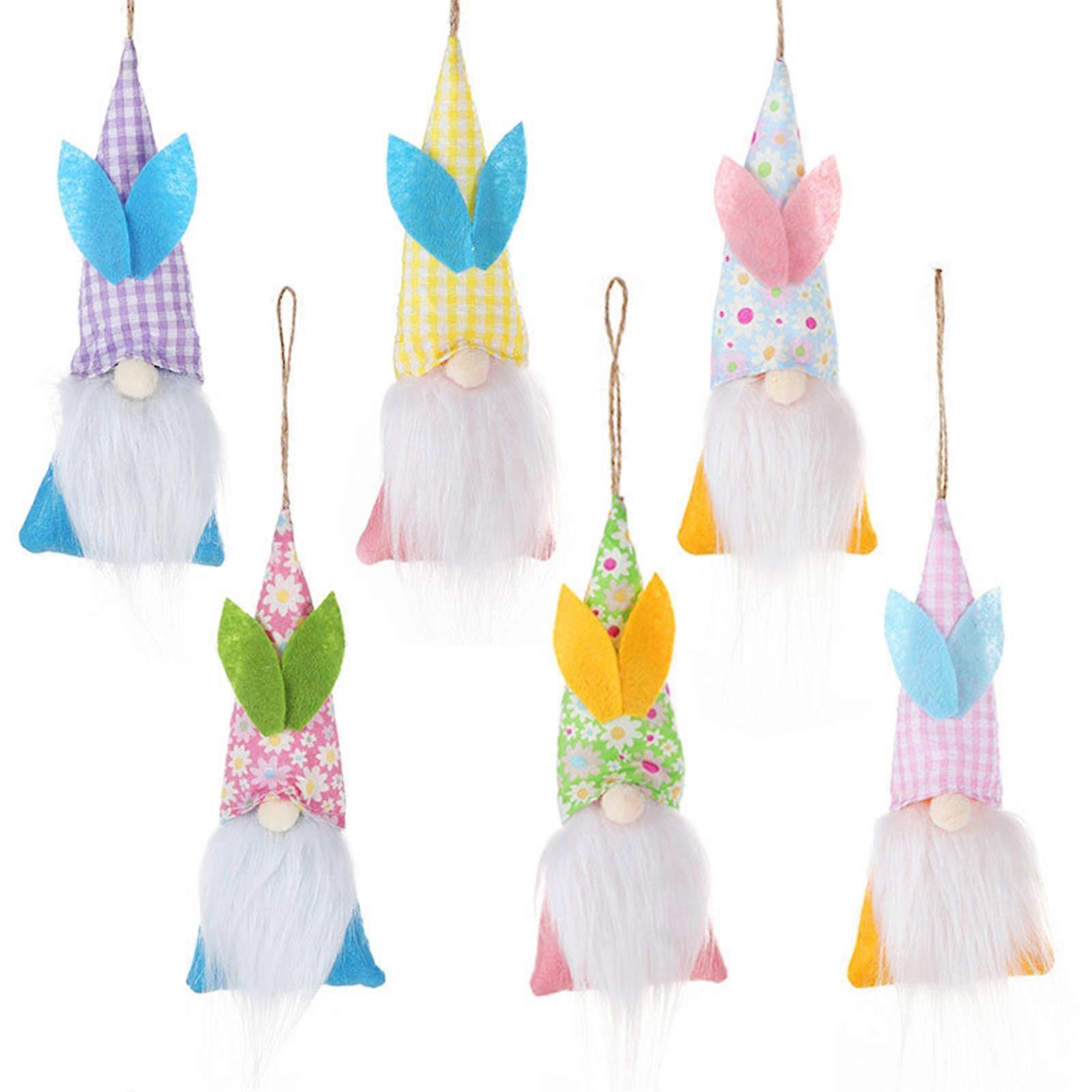 6 Pcs Cute Easter Gnomes for Doll Hanging Decor Exquisite Spring Easter Decorati