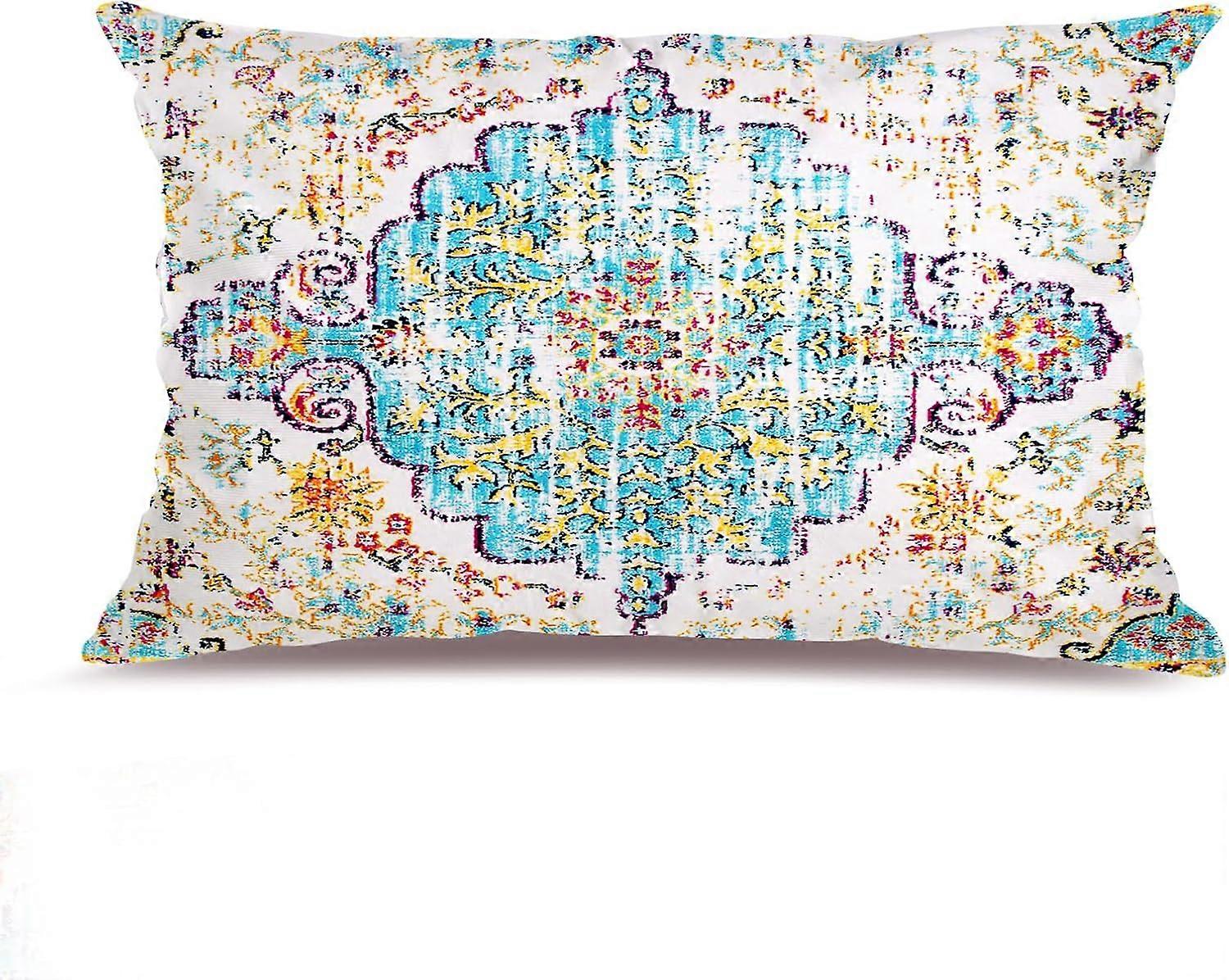 Capas de Almofada Boho Azul Roxo 12x20 polegadas, Capa de Almofada de Pelúcia Macia com Padrão de Dupla Face para Sofá Cama Decorativa, Apenas Pil