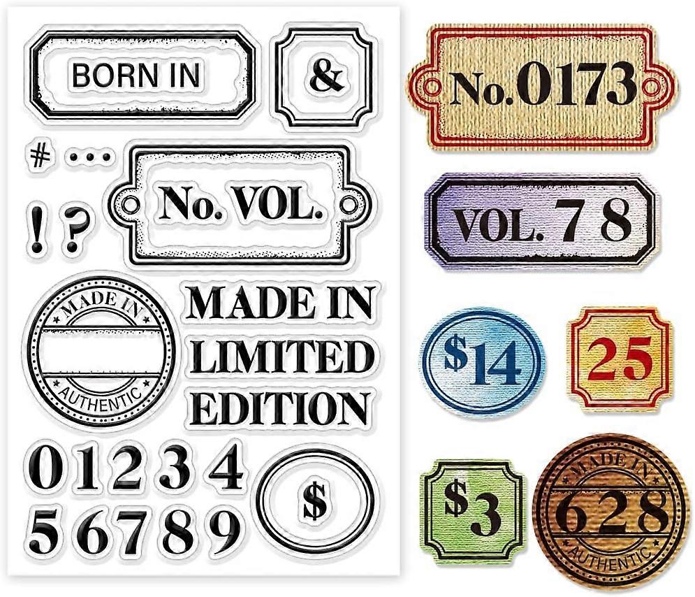 Label Ticket Clear Stamps Number Postmark Silicone Clear Stamp Seals Label Frame Transparent Stamps for DIY Scrapbooking Cards Making Photo Album Jour