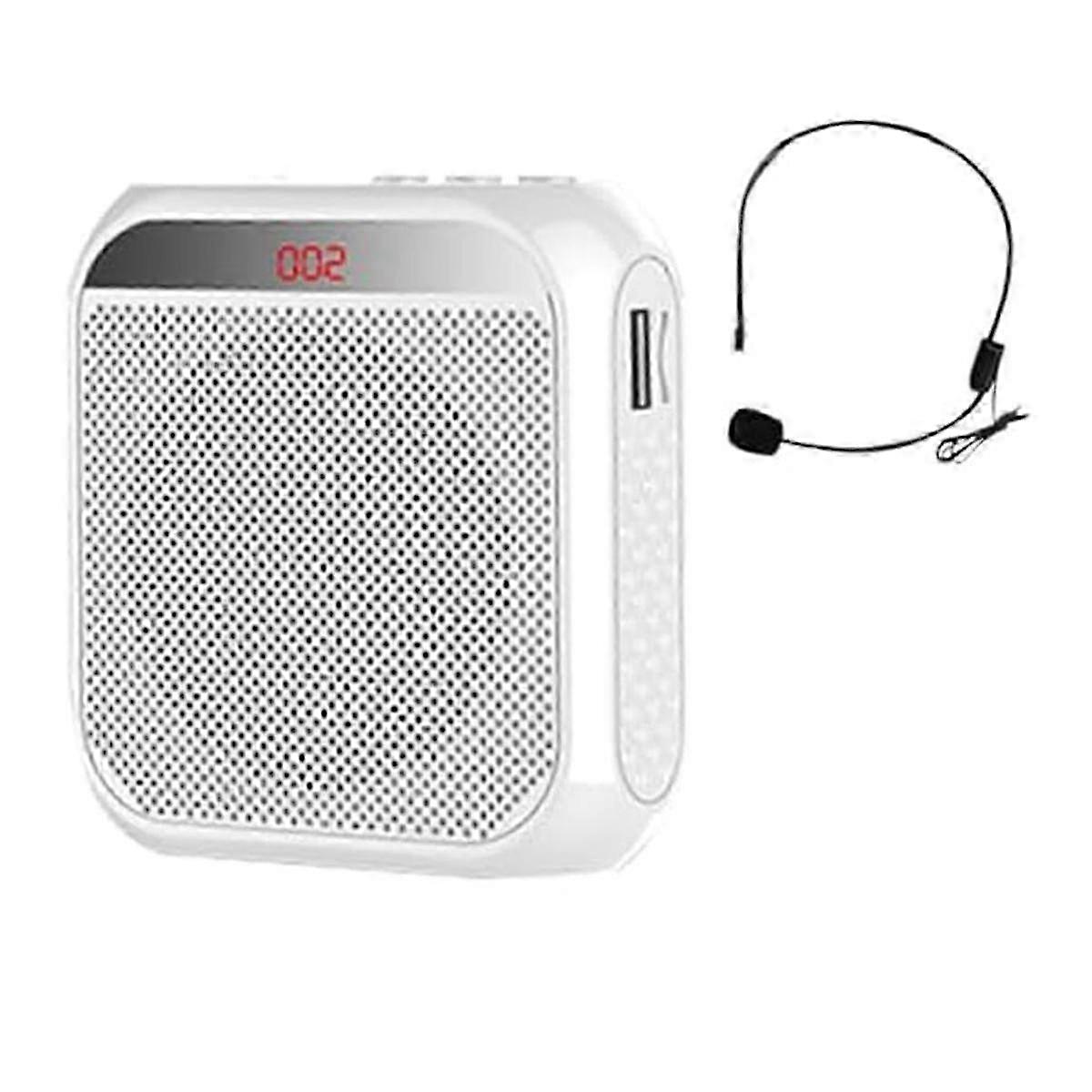 Portable Mini Audio Speaker with Microphone Rechargeable Loudspeaker for Teachers White
