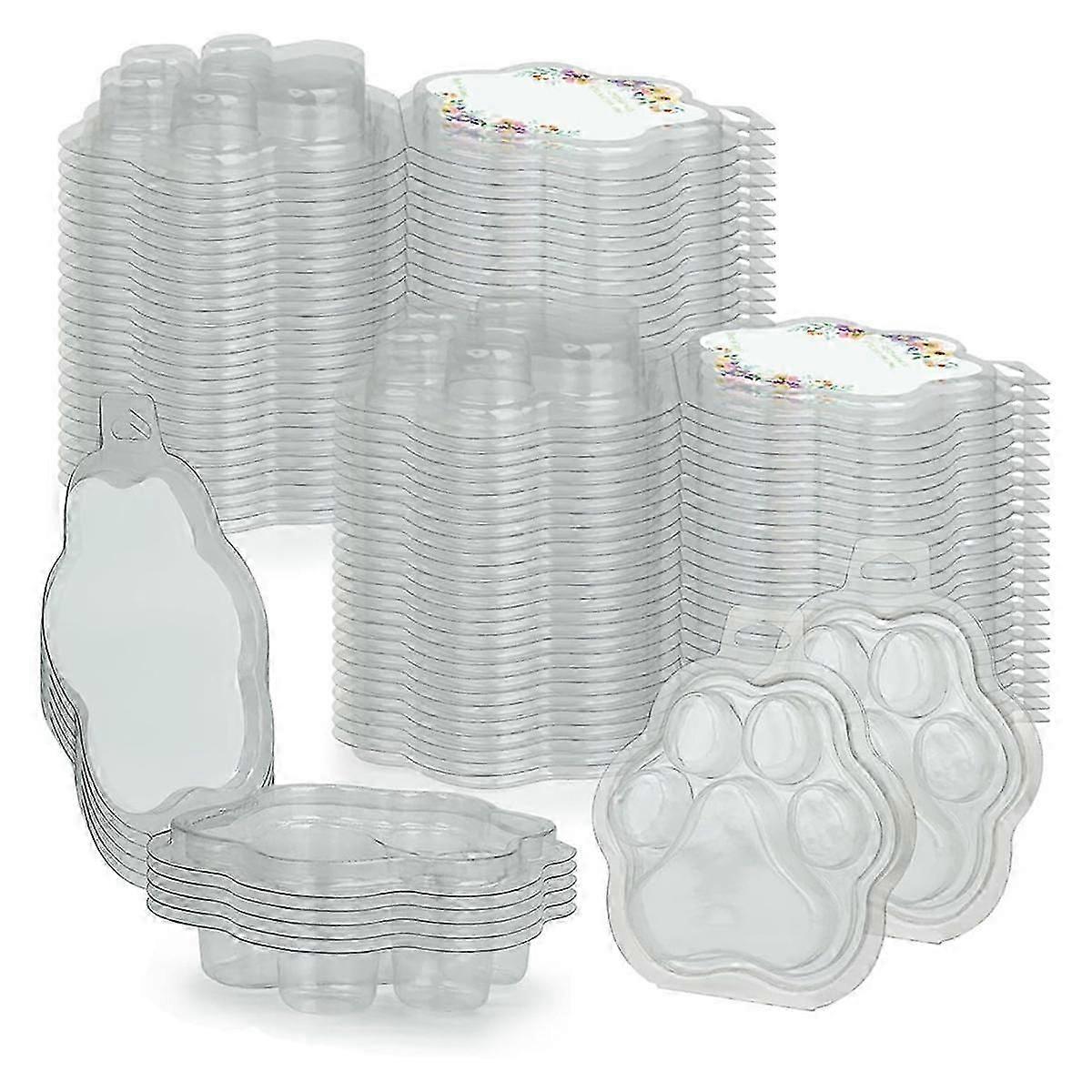 100 Pack Wax Melts, Cat's Transparent Empty Plastic Wax Melt Container For Corelesstart Candles
