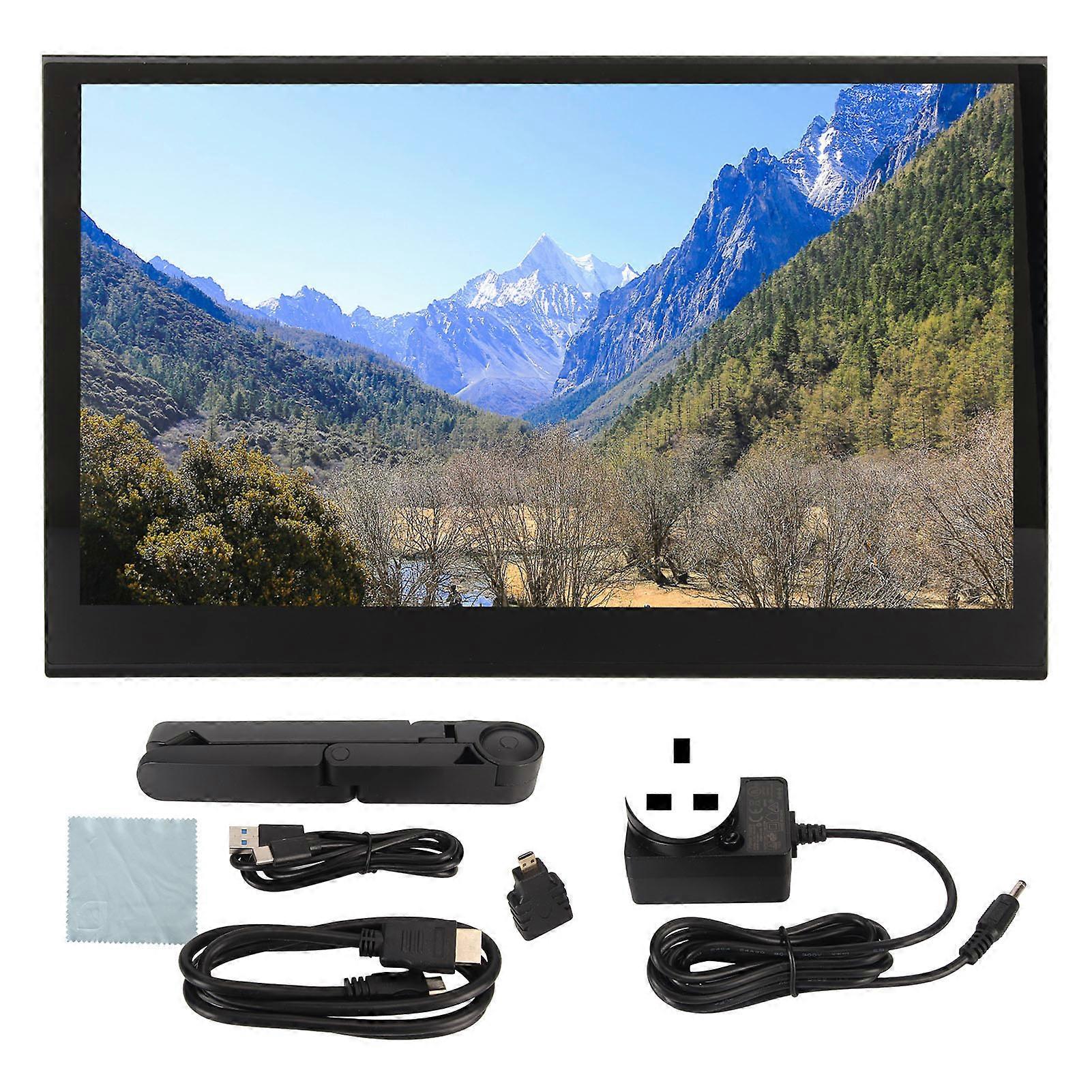 15.6inch QLED Monitor 1920x1080 10 Point Capacitive Touch USB Type C Port HD Monitor for Windows 11 10 8.1 8 7 100‑240V