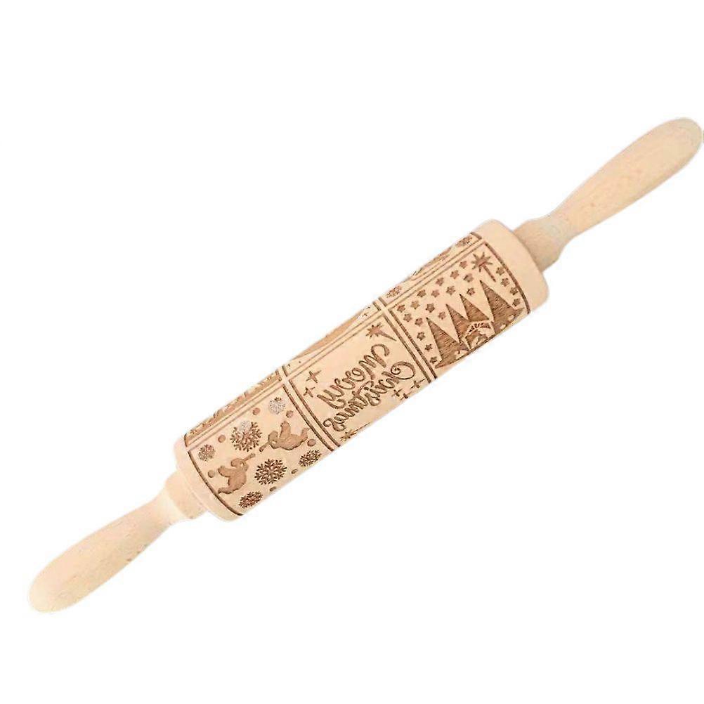 Christmas Nativity Pattern Wood Embossing Rolling Pin with Different Embossed Kitchen  Baking Tool