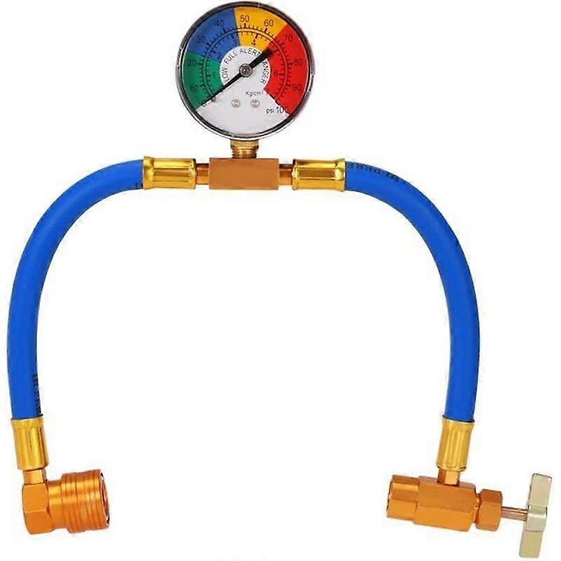 WINOMO Air Conditioning Refrigerant Charging Hose with Pressure Gauge for Car 1-2 Thread for USA and Europe