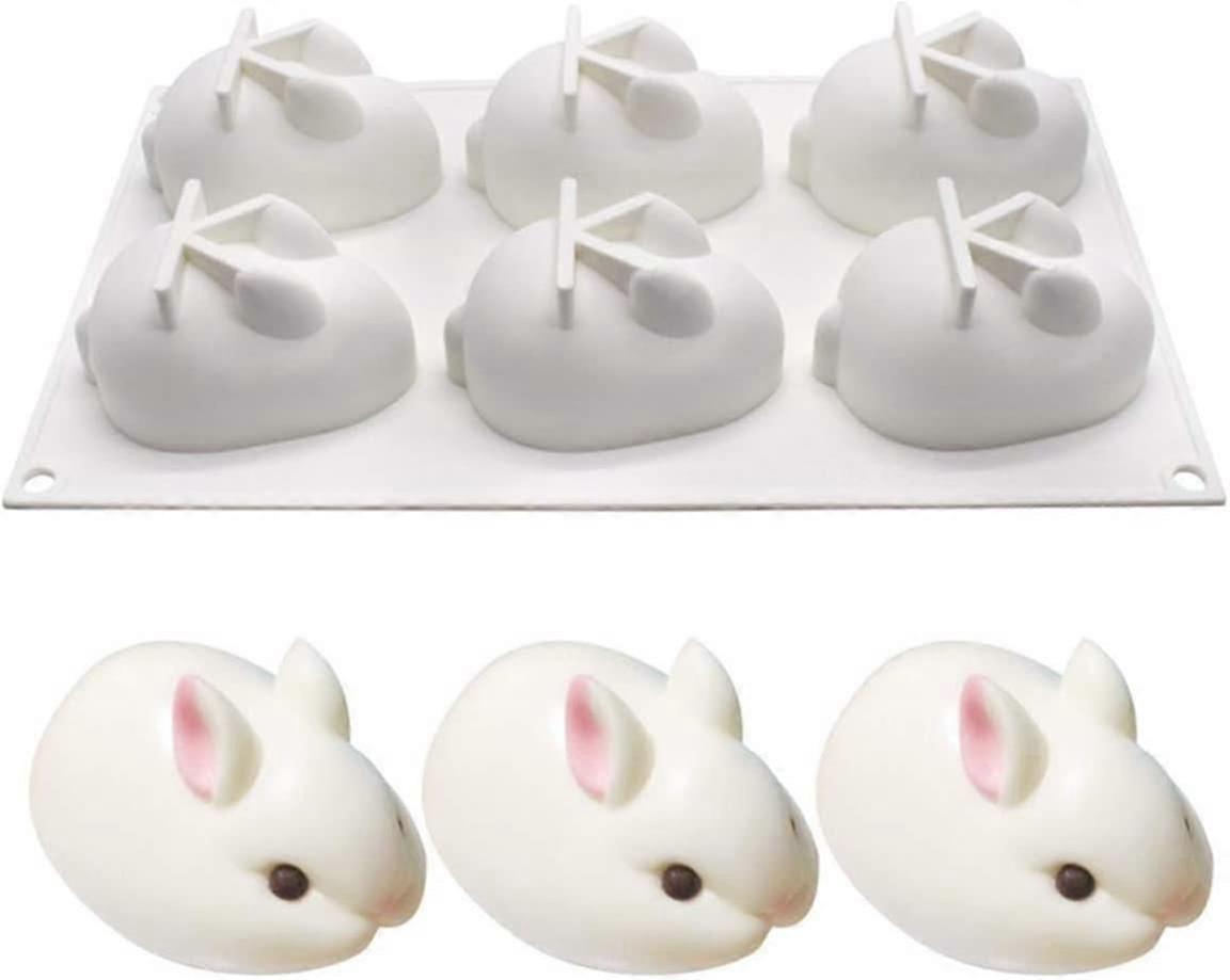 Silicone Moulds. 6 Cavity Rabbit Shaped Soap Mould Baking Bakeware Mold For Cake Soap Can